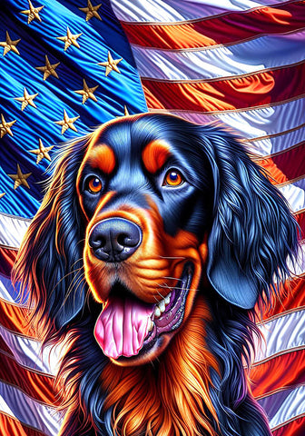 Gordon Setter - Best of Breed DCR Patriotic III   Outdoor House and Garden Flag