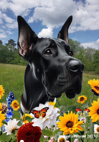 Great Dane Black Cropped - Best of Breed  Summer Fields Outdoor House and Garden Flag