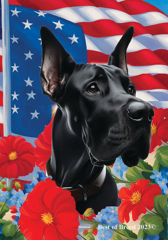 Great Dane Black Cropped - Best of Breed  Patriotic I All-American Outdoor House and Garden Flag