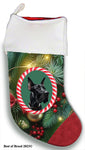 Great Dane Black Cropped - Best of Breed  Christmas Stocking 13.5"  Red Gaming Cloth with Red Lining ,Plush White Cuff