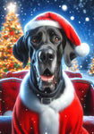 Great Dane Black Uncropped - Best of Breed DCR Christmas Outdoor House and Garden Flag