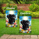 Great Dane Black Uncropped - Best of Breed  Summer Butterflies Outdoor House and Garden Flag