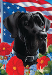 Great Dane Black Uncropped - Best of Breed  Patriotic I All-American Outdoor House and Garden Flag