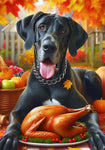 Great Dane Black Uncropped - Best of Breed DCR Thanksgiving Outdoor House and Garden Flag