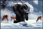 Great Dane Black Uncropped - Best of Breed Winter Wonderland Floor Mat Tufted Loop 18" x 27"