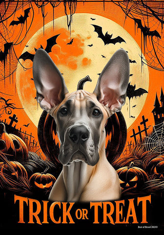 Great Dane Fawn Cropped - Best of Breed  Halloween Outdoor House and Garden Flag