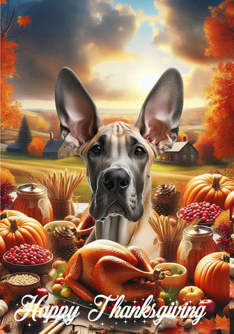 Great Dane Fawn Cropped - Best of Breed  Thanksgiving Outdoor House and Garden Flag