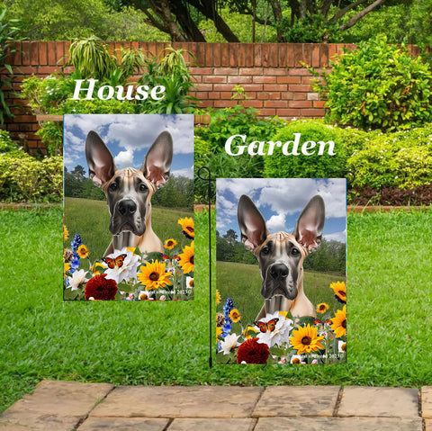 Great Dane Fawn Cropped - Best of Breed  Summer Fields Outdoor House and Garden Flag
