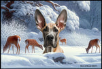 Great Dane Fawn Cropped - Best of Breed Winter Wonderland Floor Mat Tufted Loop 18" x 27"