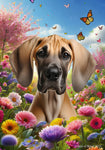 Great Dane Fawn Uncropped - Best of Breed  Spring Butterflies Outdoor House and Garden Flag