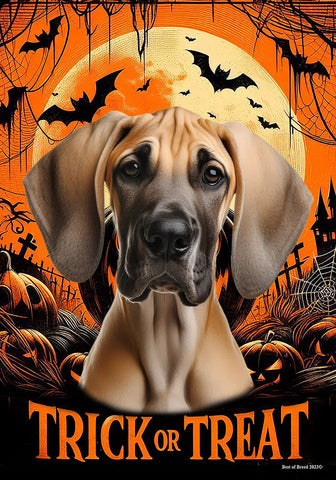 Great Dane Fawn Uncropped - Best of Breed  Halloween Outdoor House and Garden Flag