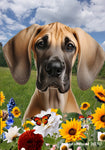 Great Dane Fawn Uncropped - Best of Breed  Summer Fields Outdoor House and Garden Flag