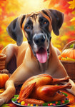 Great Dane Fawn Uncropped - Best of Breed DCR Thanksgiving Outdoor House and Garden Flag