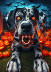 Great Dane Harlequin Uncropped - Best of Breed DCR Halloween Outdoor House and Garden Flag