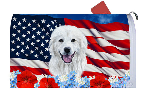 Great Pyrenees - Best of Breed Patriotic Mailbox Cover Hi-Grade Vinyl 6" x 19"