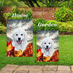 Great Pyrenees - Best of Breed  Fall Leaves Outdoor House and Garden Flag