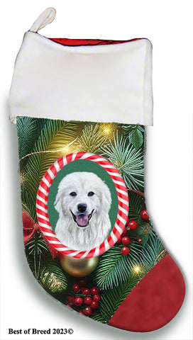 Great Pyrenees - Best of Breed  Christmas Stocking 13.5"  Red Gaming Cloth with Red Lining ,Plush White Cuff