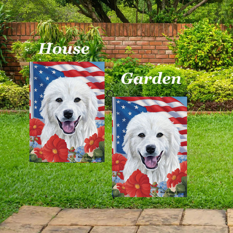 Great Pyrenees - Best of Breed  Patriotic I All-American Outdoor House and Garden Flag