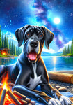 Great Dane Black Uncropped - Best of Breed DCR Summer Camping   Outdoor House and Garden Flag