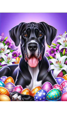 Great Dane Black Uncropped - Best of Breed DCR Easter Holiday    Outdoor House and Garden Flag