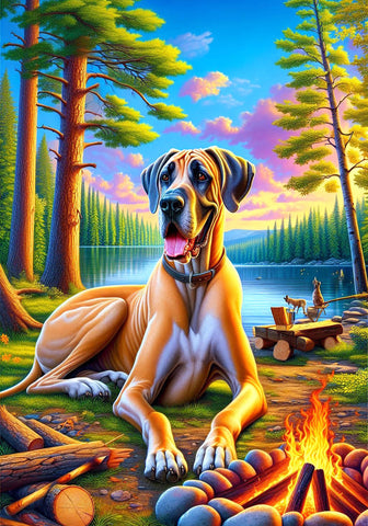Great Dane Fawn Uncropped - Best of Breed DCR Summer Camping   Outdoor House and Garden Flag