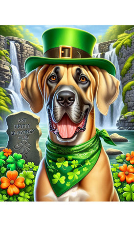 Great Dane Fawn Uncropped - Best of Breed DCR Saint Patricks Day Day Outdoor House and Garden Flag