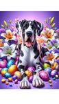 Great Dane Harlequin Uncropped - Best of Breed DCR Easter Holiday    Outdoor House and Garden Flag