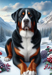 Greater Swiss Mountain Dog - Best of Breed DCR Winter Berries Outdoor House and Garden Flag