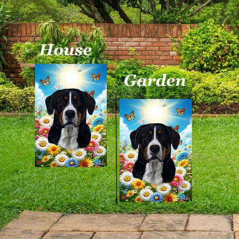 Greater Swiss Mountain Dog - Best of Breed  Summer Butterflies Outdoor House and Garden Flag