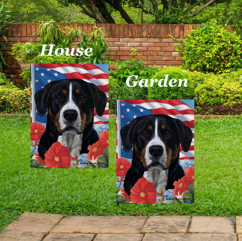 Greater Swiss Mountain Dog - Best of Breed  Patriotic I All-American Outdoor House and Garden Flag