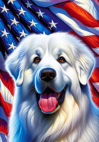 Great Pyrenees - Best of Breed DCR Patriotic III   Outdoor House and Garden Flag