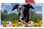 Greyhound Black -  Best of Breed Summer Flowers Mailbox Cover Hi-Grade Vinyl 6" x 19"