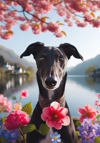 Greyhound Black- Best of Breed DCR Spring Outdoor Flag