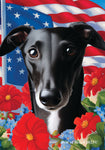 Greyhound Black -  Best of Breed  Patriotic I All-American Outdoor House and Garden Flag