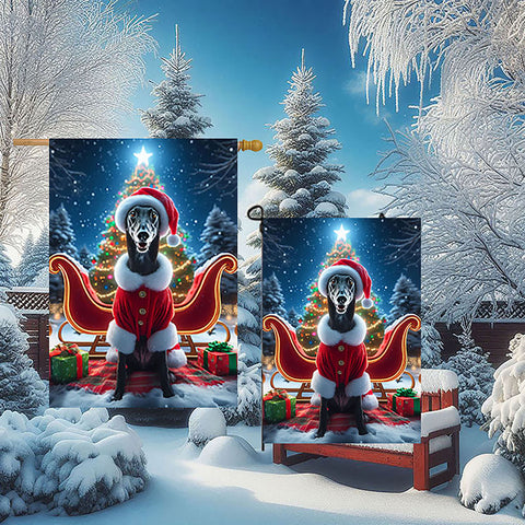 Greyhound Black - Best of Breed DCR Christmas Outdoor House and Garden Flag