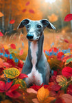 Greyhound Blue - Best of Breed DCR Falling Leaves Outdoor Flag