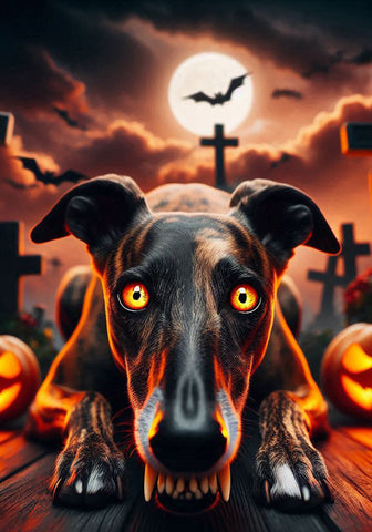 Greyhound Brindle - Best of Breed DCR Halloween Outdoor House and Garden Flag