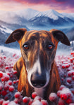 Greyhound Brindle - Best of Breed DCR Winter Berries Outdoor House and Garden Flag