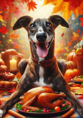 Greyhound Brindle - Best of Breed DCR Thanksgiving Outdoor House and Garden Flag