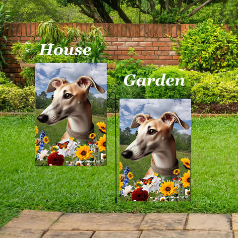Greyhound Fawn - Best of Breed  Summer Fields Outdoor House and Garden Flag