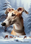 Greyhound Fawn - Best of Breed  Winter Wonderland Outdoor House and Garden Flag