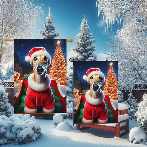 Greyhound Fawn - Best of Breed DCR Christmas Outdoor House and Garden Flag