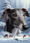 Greyhound Grey - Best of Breed  Winter Wonderland Outdoor House and Garden Flag