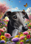 Greyhound Grey - Best of Breed  Spring Butterflies Outdoor House and Garden Flag