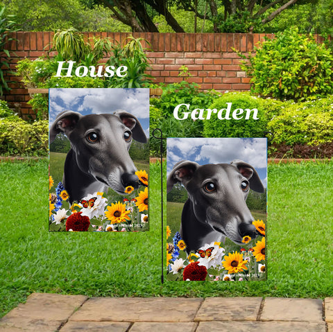 Greyhound Grey - Best of Breed  Summer Fields Outdoor House and Garden Flag