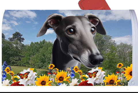 Greyhound Grey - Best of Breed Summer Flowers Mailbox Cover Hi-Grade Vinyl 6" x 19"