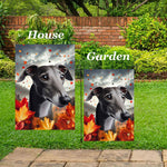 Greyhound Grey - Best of Breed  Fall Leaves Outdoor House and Garden Flag