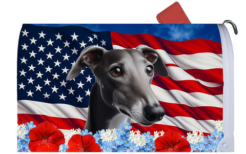 Greyhound Grey - Best of Breed Patriotic Mailbox Cover Hi-Grade Vinyl 6" x 19"