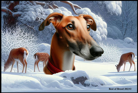 Greyhound Red - Best of Breed Winter Wonderland Floor Mat Tufted Loop 18" x 27"