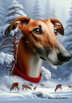 Greyhound Red - Best of Breed  Winter Wonderland Outdoor House and Garden Flag